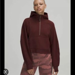 Scuba oversized half zip red merlot